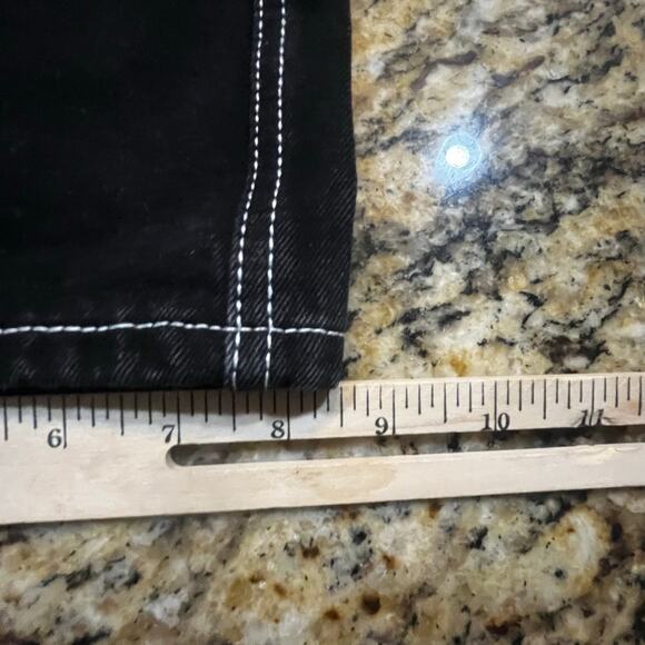 Fashion Nova Cargo Pants Womens 5 Black Utility Baggy Contrast Stitch Streetwear - Picture 7 of 8